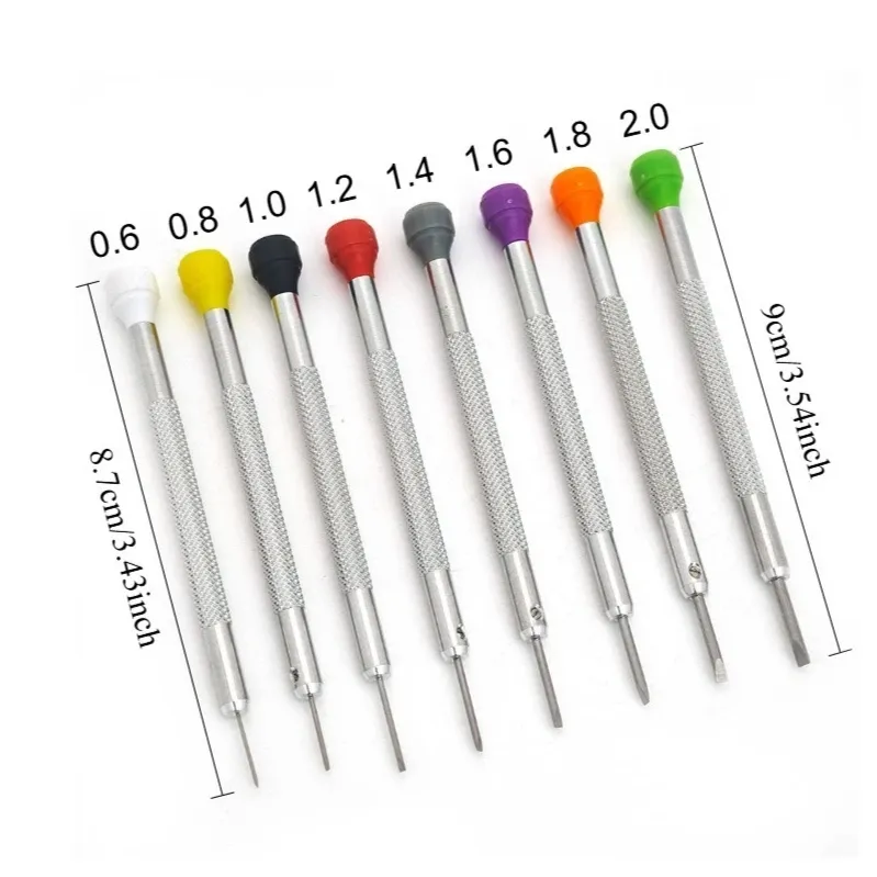 Jeu de petits tournevis plats pour montres, 8 pièces, pour la réparation et l'entretien de précision, outils professionnels pour horloger 7