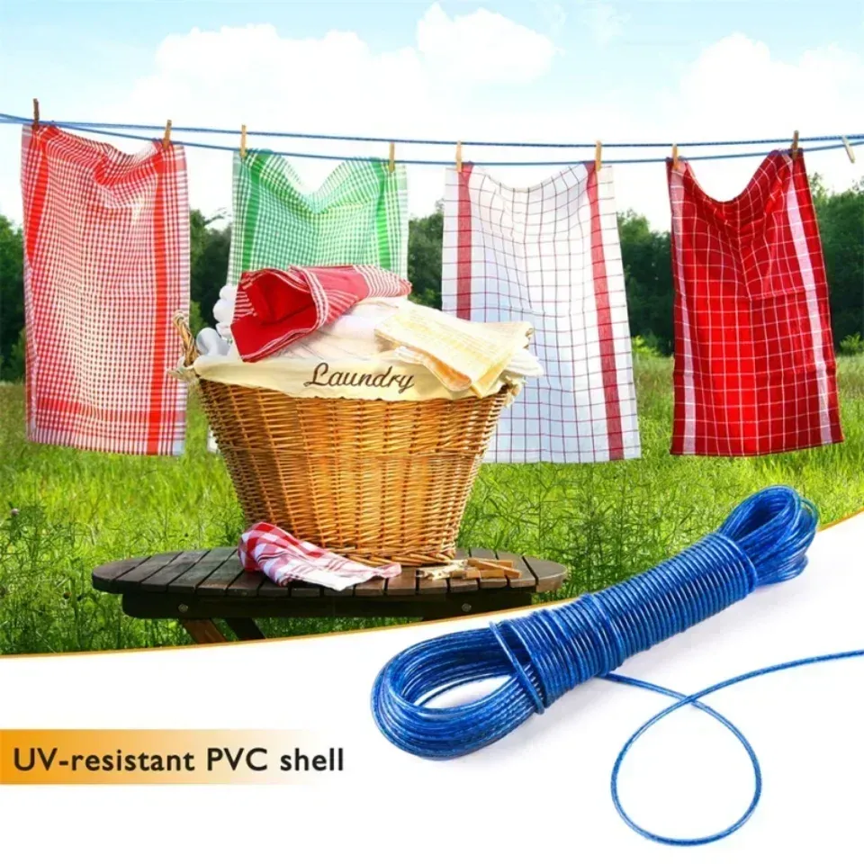 Corde à linge en acier, mise en situation
