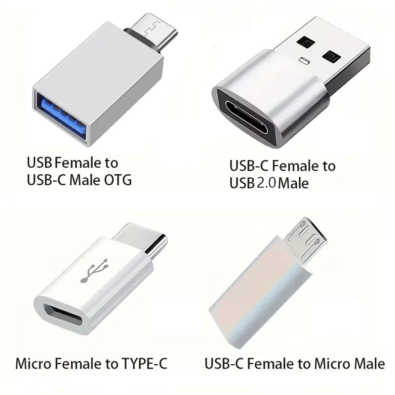 Ensemble de 8 adaptateurs USB-C femelle, convertisseurs USB-A vers USB-C et Micro-USB vers USB-C compatibles avec chargeur de voiture et ordinateur portable 3
