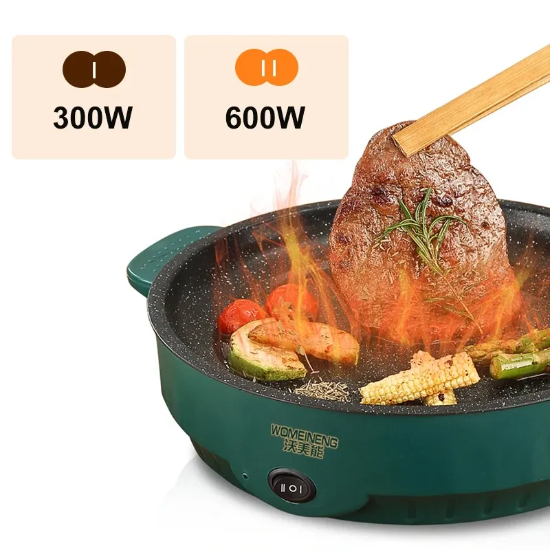 Multicuiseur électrique avec poêle antiadhésive 220 V pour barbecue d'intérieur, steaks, poissons et omelettes 2