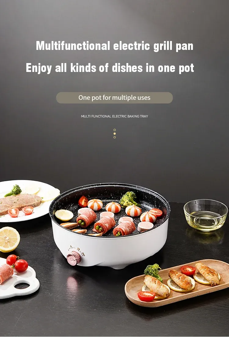 Poêle électrique multifonctionnelle en situation de cuisson