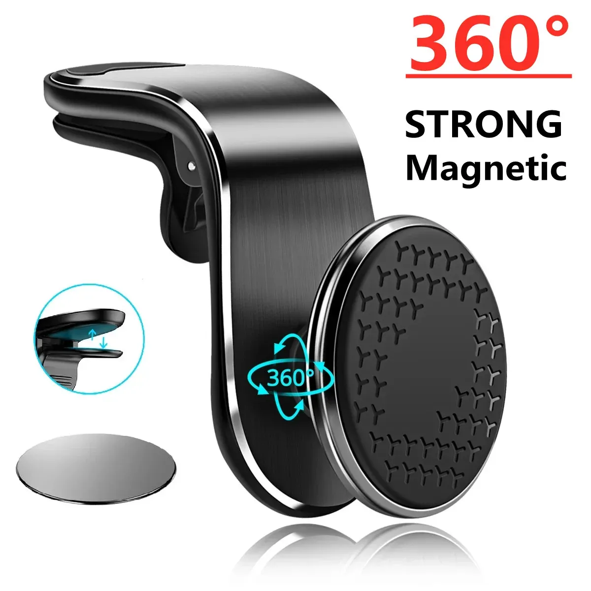 Support Magnétique pour Téléphone Portable de Voiture, Fixation sur Grille d'Aération, GPS, Smartphone, iPhone, Samsung, Xiaomi 1
