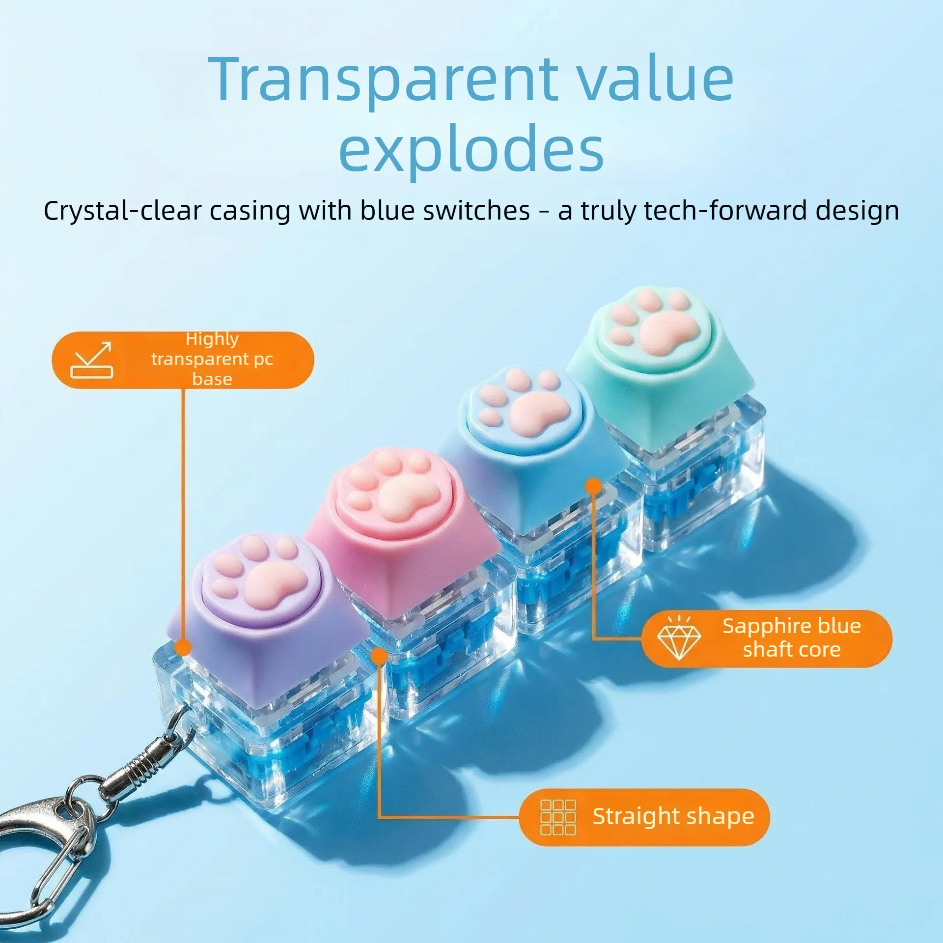 Porte-clés Clavier LED Anti-stress à Bouton Cliquable – Accessoire de Bureau Portable 5