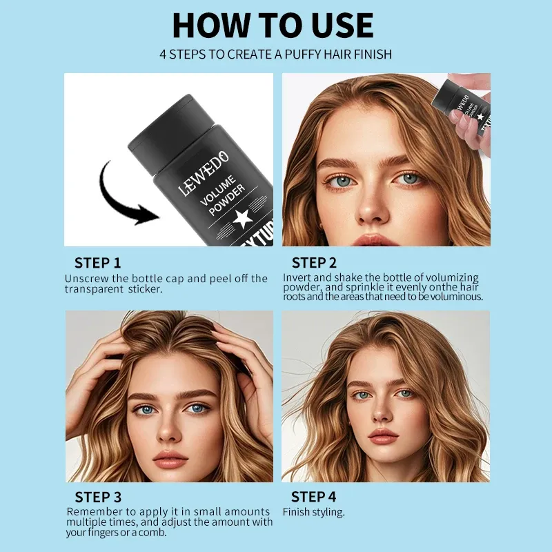 Poudre coiffante volumatrice pour cheveux, contrôle de l'huile et tenue longue durée pour hommes et femmes 6