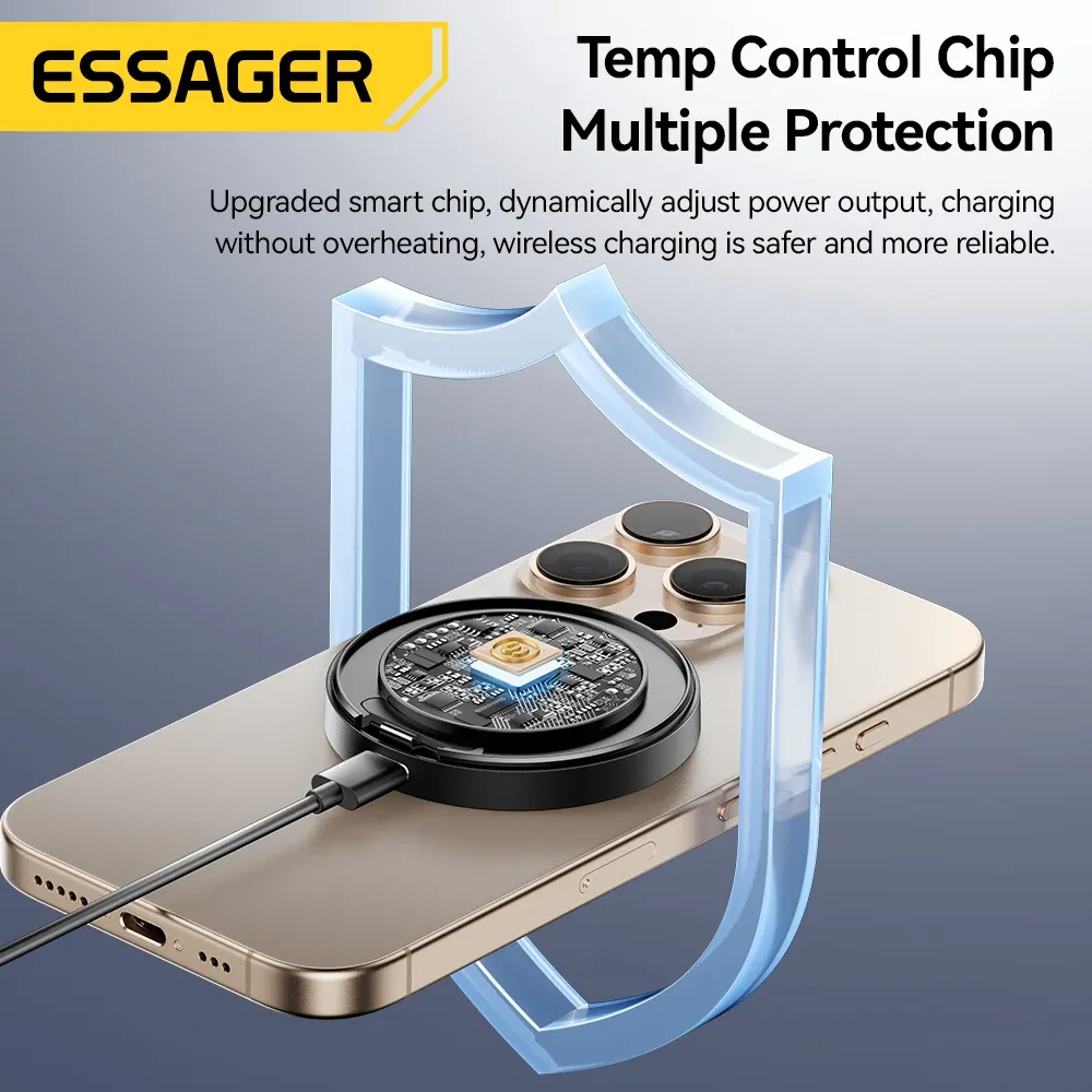 Chargeur sans fil magnétique Essager avec support, charge rapide 15 W pour iPhone et AirPods 6