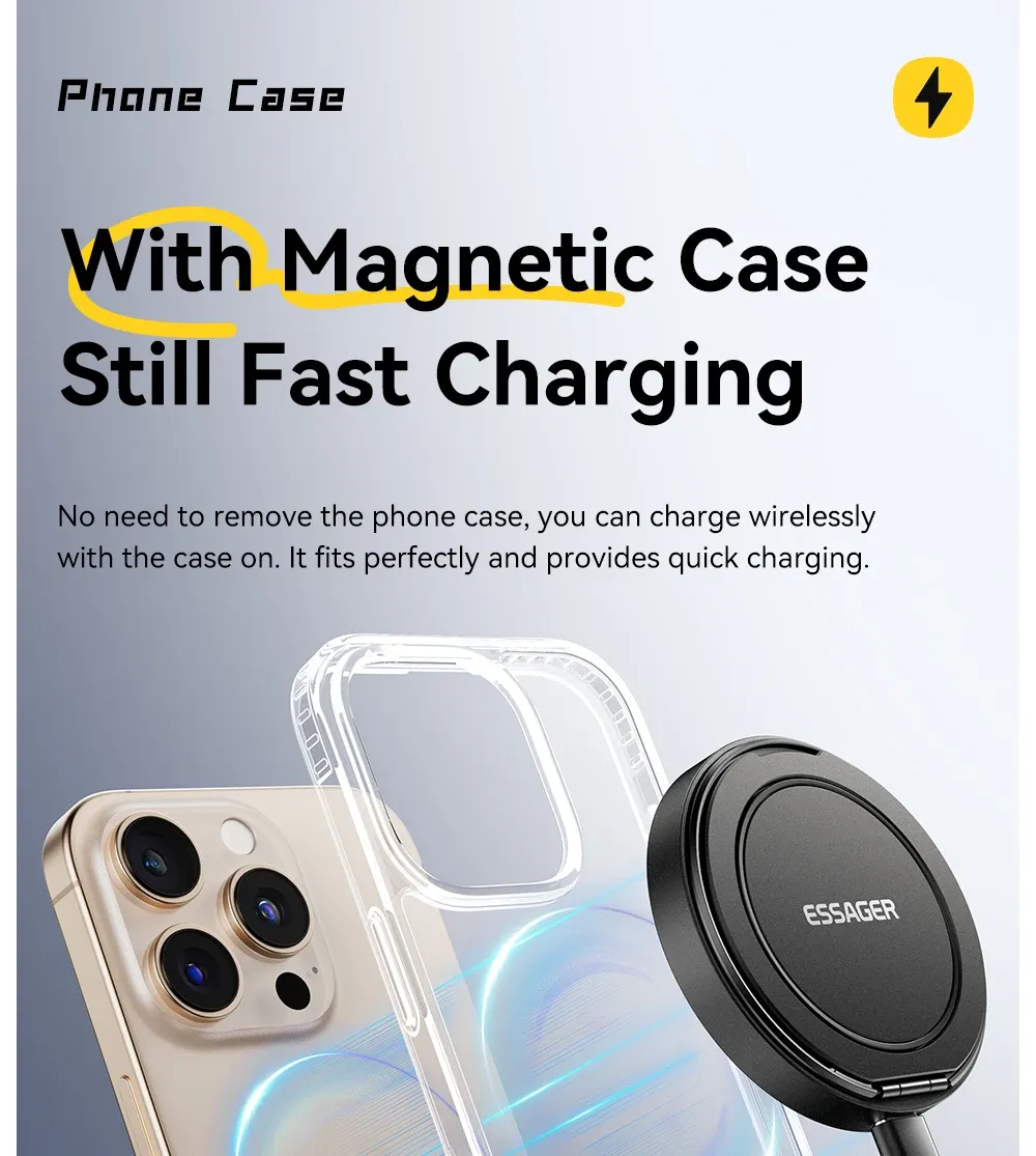 Chargeur magnétique Essager, détails de la surface