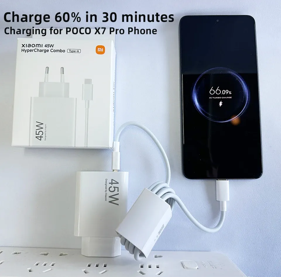 Chargeur Xiaomi d'origine 45W / 33W avec câble de charge rapide Turbo et adaptateur de voyage USB-C 4