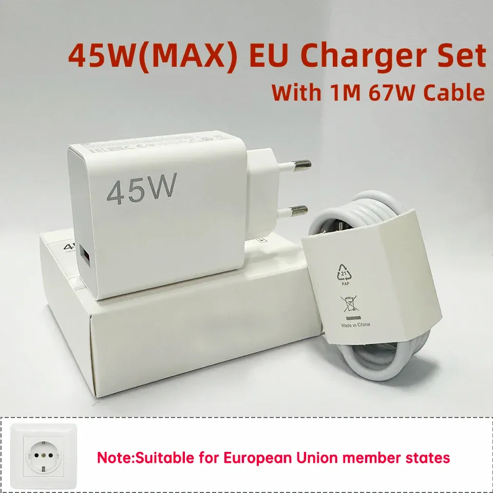 Chargeur Xiaomi d'origine 45W / 33W avec câble de charge rapide Turbo et adaptateur de voyage USB-C 7