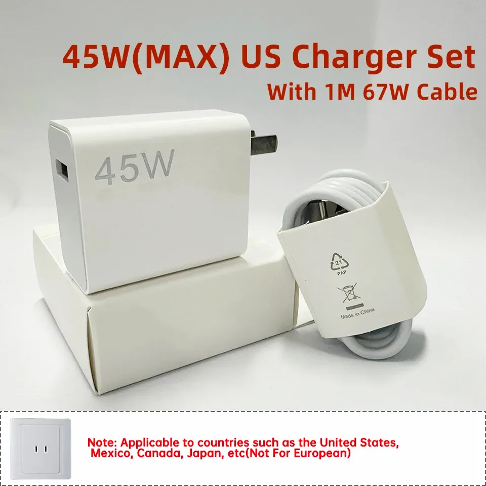 Chargeur Xiaomi d'origine 45W / 33W avec câble de charge rapide Turbo et adaptateur de voyage USB-C 8