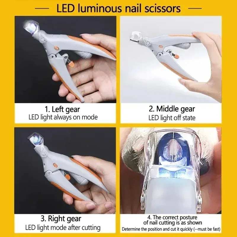 Ciseaux coupe-ongles pour chat et chien avec lumière LED, outil de coupe sûr 6