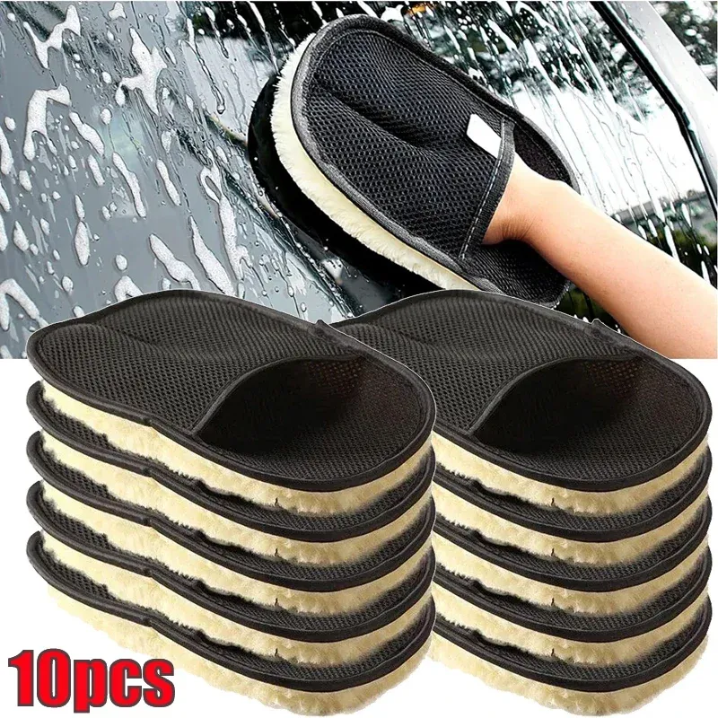 Lot de 10 éponges de nettoyage pour voiture en microfibre, gants de polissage et de lavage pour automobile, cuisine et maison