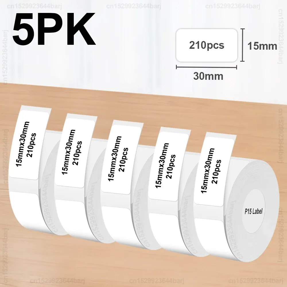 2/5/10 rouleaux d'étiquettes thermiques autocollantes P15 compatibles Phomemo D30, Q30, Marklife P15, P12, DELI Q2 - blanc, 12x40 mm et 15x30 mm 9