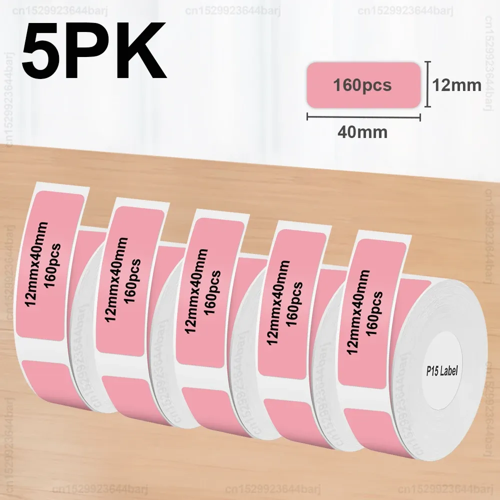2/5/10 rouleaux d'étiquettes thermiques autocollantes P15 compatibles Phomemo D30, Q30, Marklife P15, P12, DELI Q2 - blanc, 12x40 mm et 15x30 mm 12