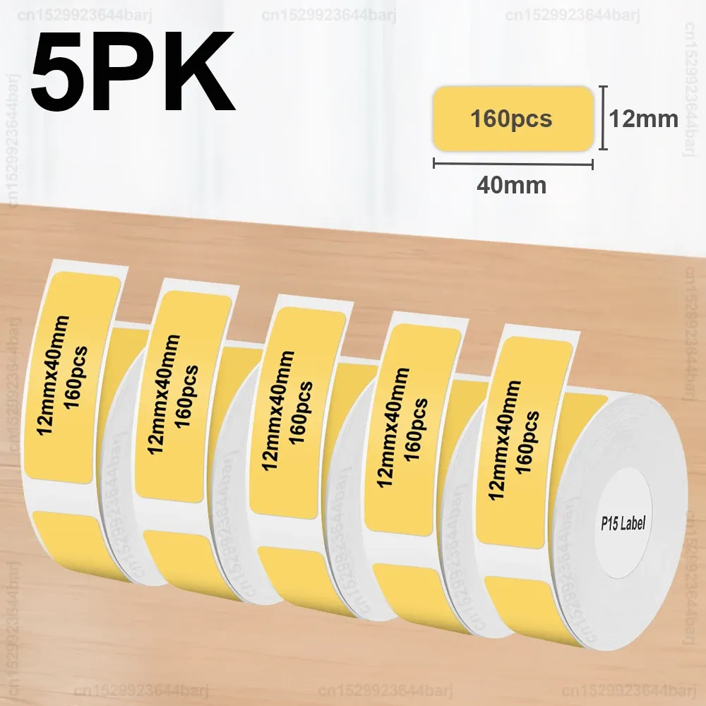 2/5/10 rouleaux d'étiquettes thermiques autocollantes P15 compatibles Phomemo D30, Q30, Marklife P15, P12, DELI Q2 - blanc, 12x40 mm et 15x30 mm 13