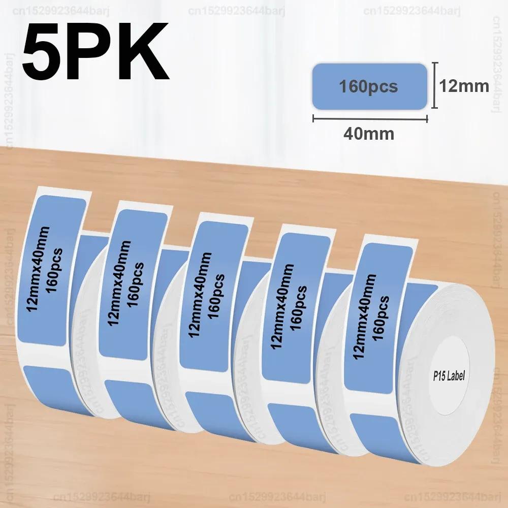 2/5/10 rouleaux d'étiquettes thermiques autocollantes P15 compatibles Phomemo D30, Q30, Marklife P15, P12, DELI Q2 - blanc, 12x40 mm et 15x30 mm 14