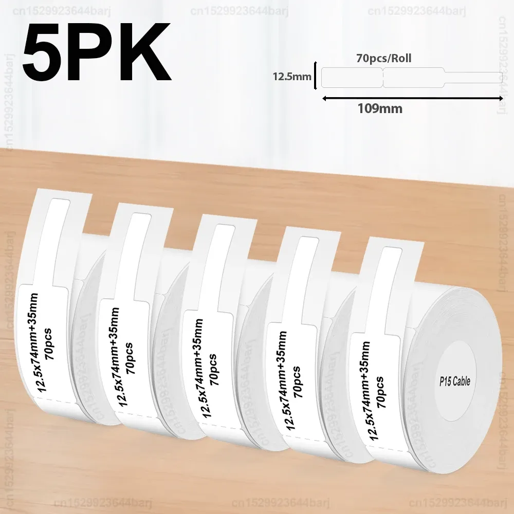 2/5/10 rouleaux d'étiquettes thermiques autocollantes P15 compatibles Phomemo D30, Q30, Marklife P15, P12, DELI Q2 - blanc, 12x40 mm et 15x30 mm 15