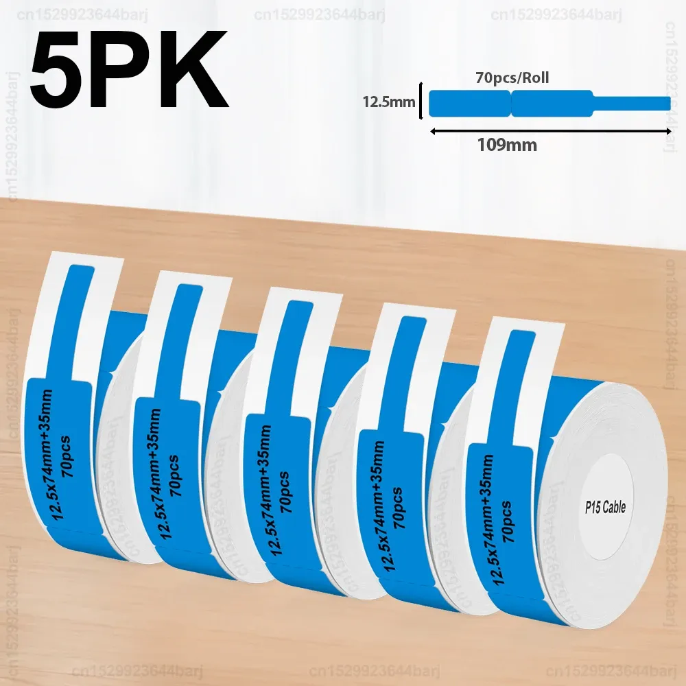 2/5/10 rouleaux d'étiquettes thermiques autocollantes P15 compatibles Phomemo D30, Q30, Marklife P15, P12, DELI Q2 - blanc, 12x40 mm et 15x30 mm 17