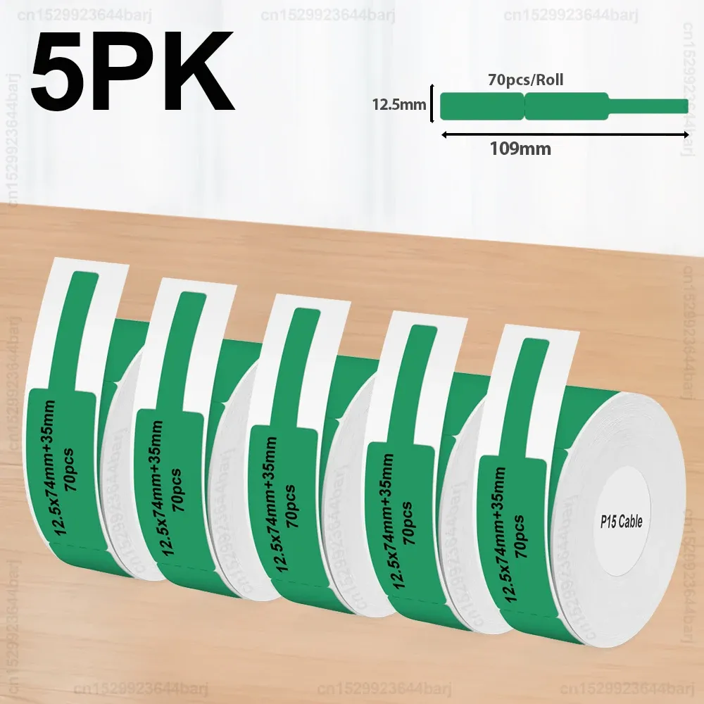 2/5/10 rouleaux d'étiquettes thermiques autocollantes P15 compatibles Phomemo D30, Q30, Marklife P15, P12, DELI Q2 - blanc, 12x40 mm et 15x30 mm 18