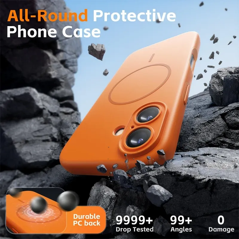 Coque magnétique orange en situation