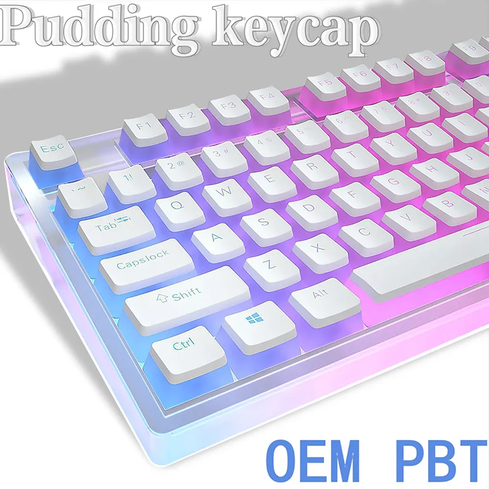 Capuchons de touches transparents, profil OEM, PBT, pour clavier mécanique à commutateurs MX compatible hot-swap, 129 touches