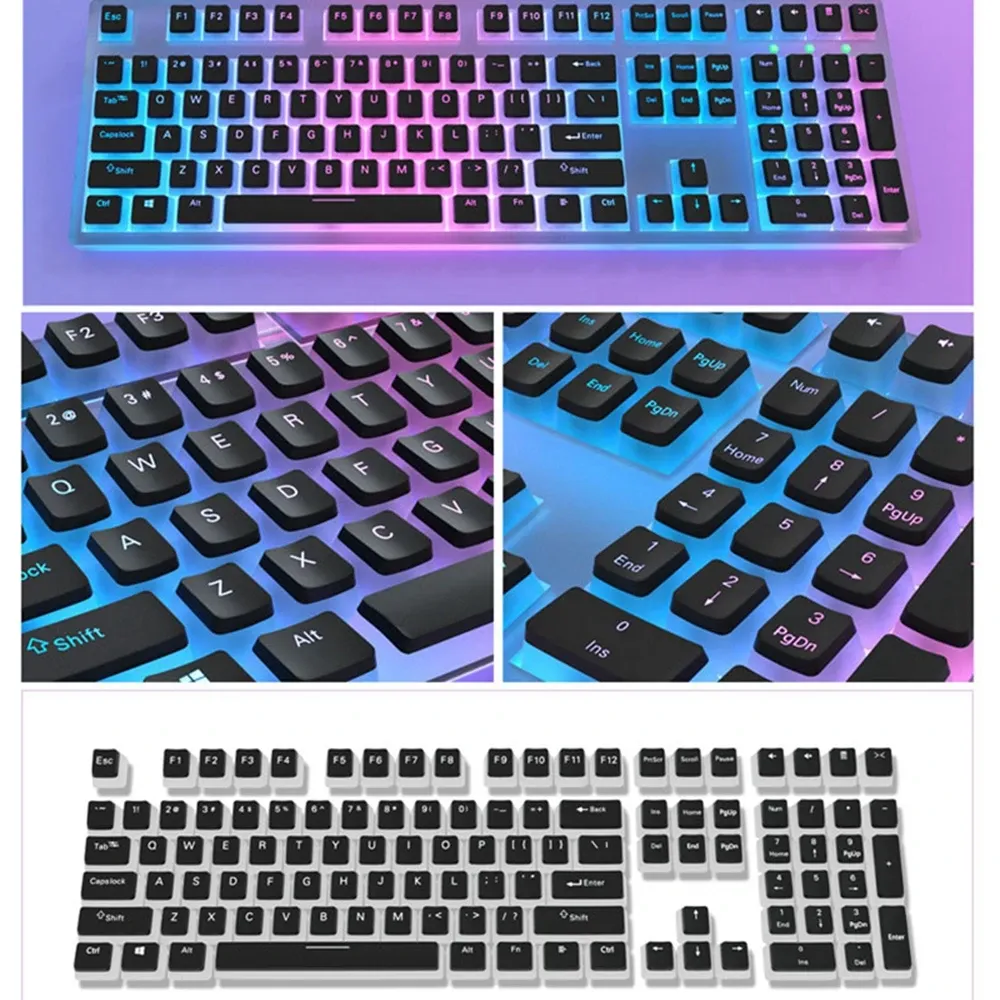 Capuchons de touches transparents, profil OEM, PBT, pour clavier mécanique à commutateurs MX compatible hot-swap, 129 touches 4