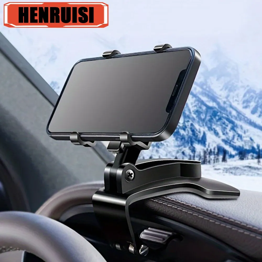 Support de téléphone pour voiture universel, support de tableau de bord avec pince, support GPS pour iPhone, Samsung et Xiaomi 1