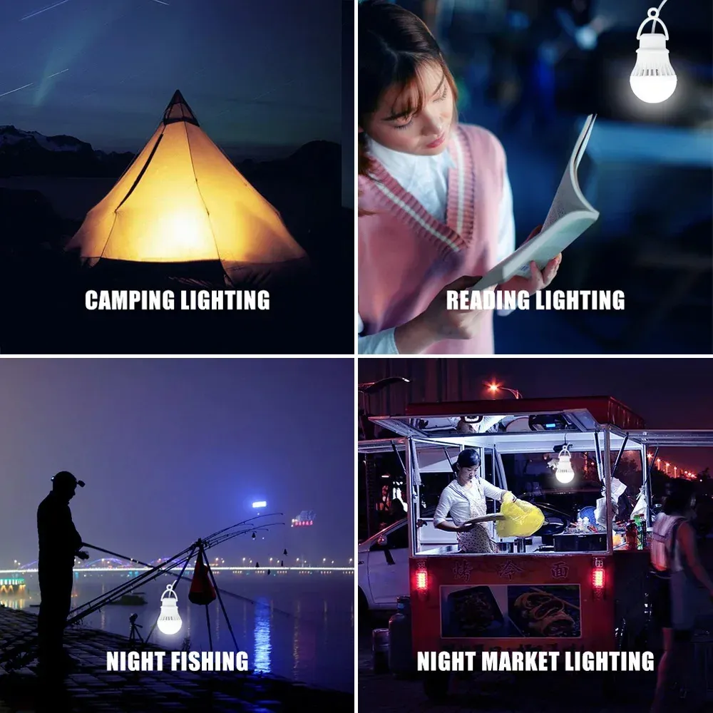 Lampe LED portable en situation de camping