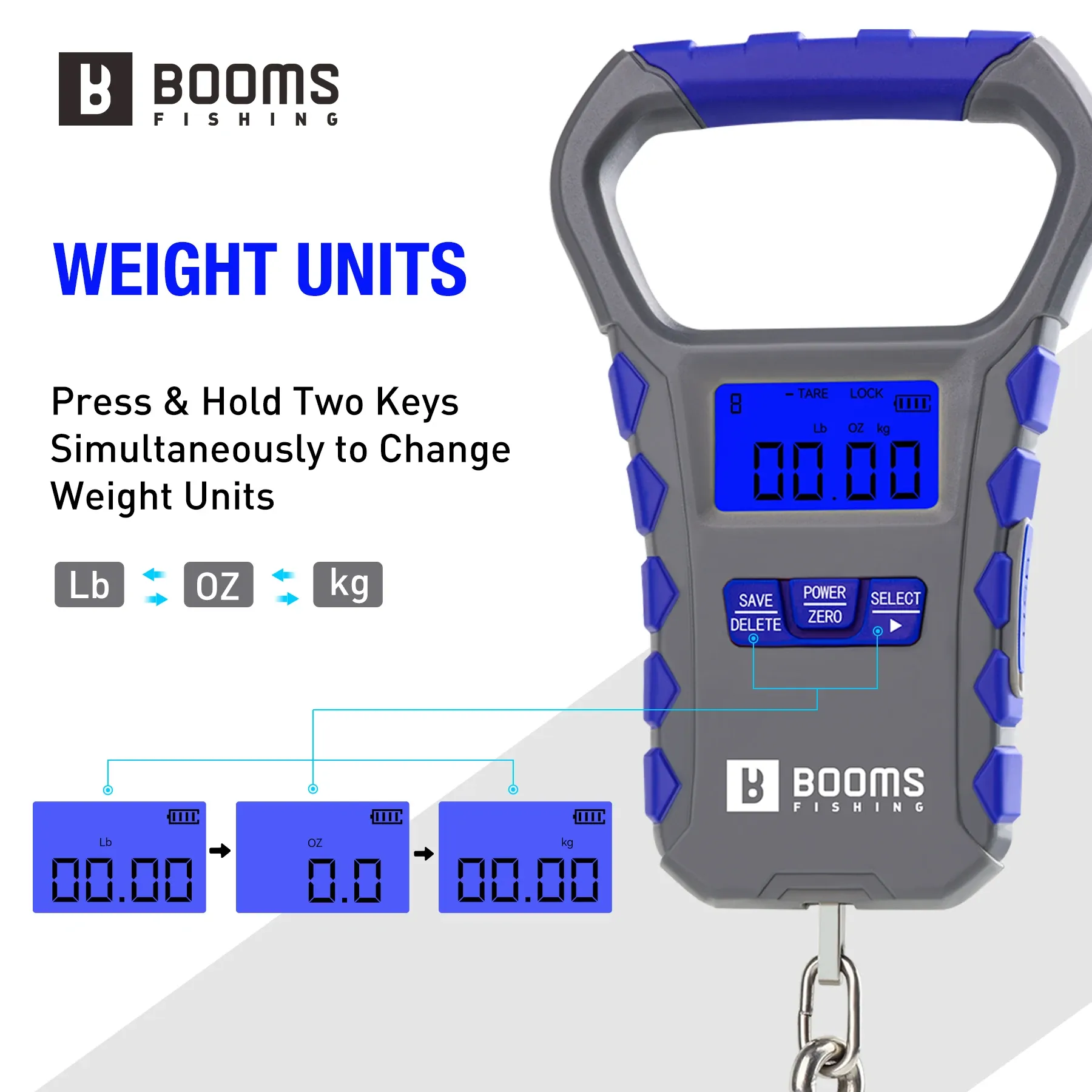 Balance de pêche numérique LCD XW50 Booms Fishing, portable et étanche, capacité 65 lb / 30 kg, balance à bagages, accessoires de pêche 4