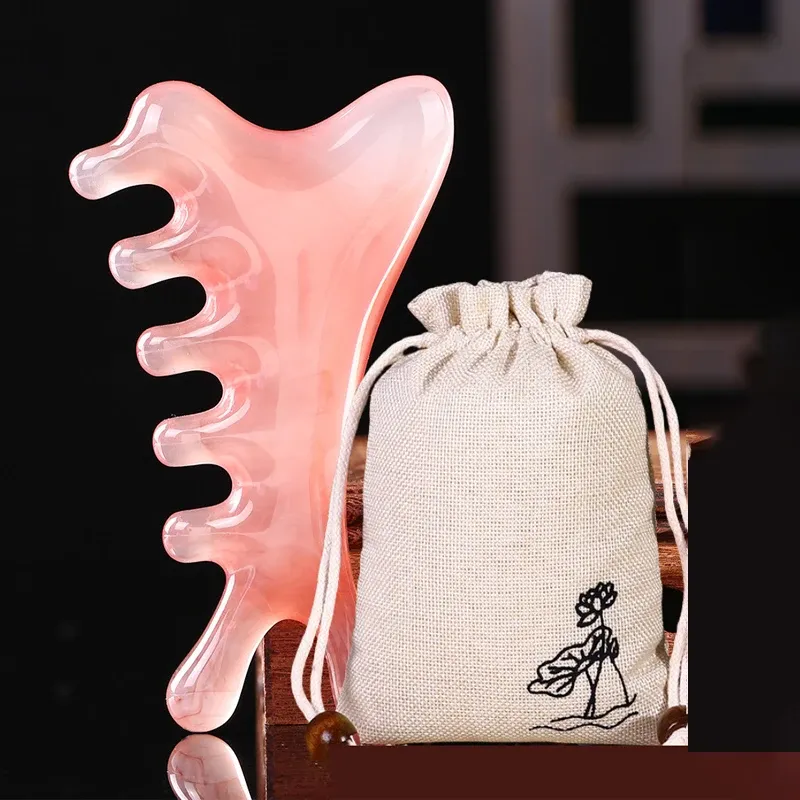 Peigne de massage du cuir chevelu 4-en-1 en résine avec méridiens, masseur gua sha pour la tête, le visage et le nez - Image 1