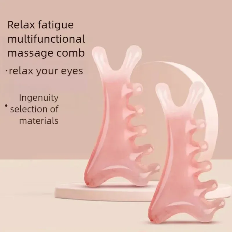 Peigne de massage du cuir chevelu 4-en-1 en résine avec méridiens, masseur gua sha pour la tête, le visage et le nez 2