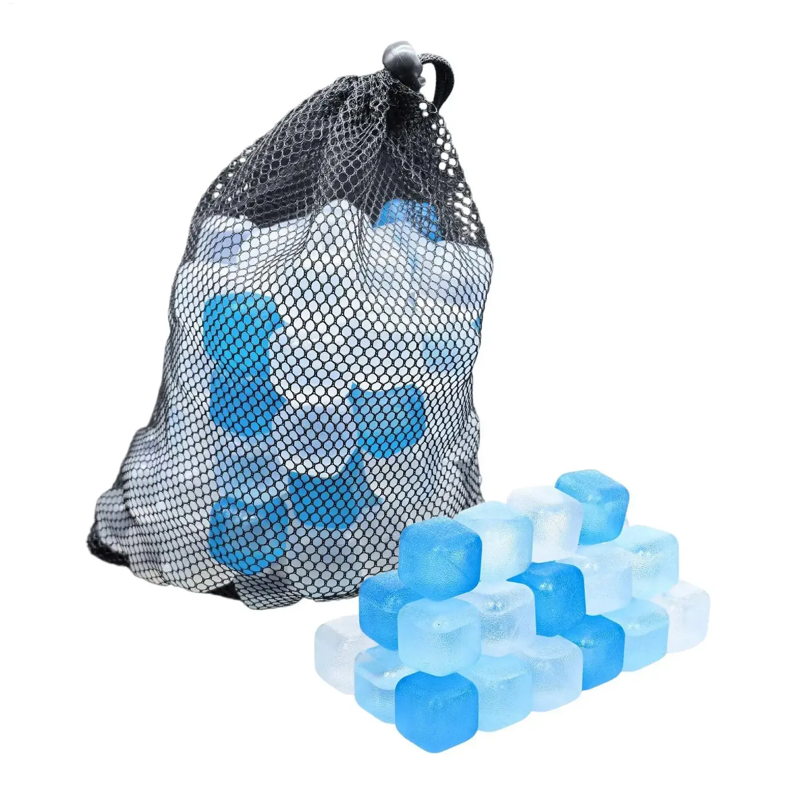 Cubes de glace réutilisables en plastique sans dilution, avec sac en filet, pour cocktails et boissons 6