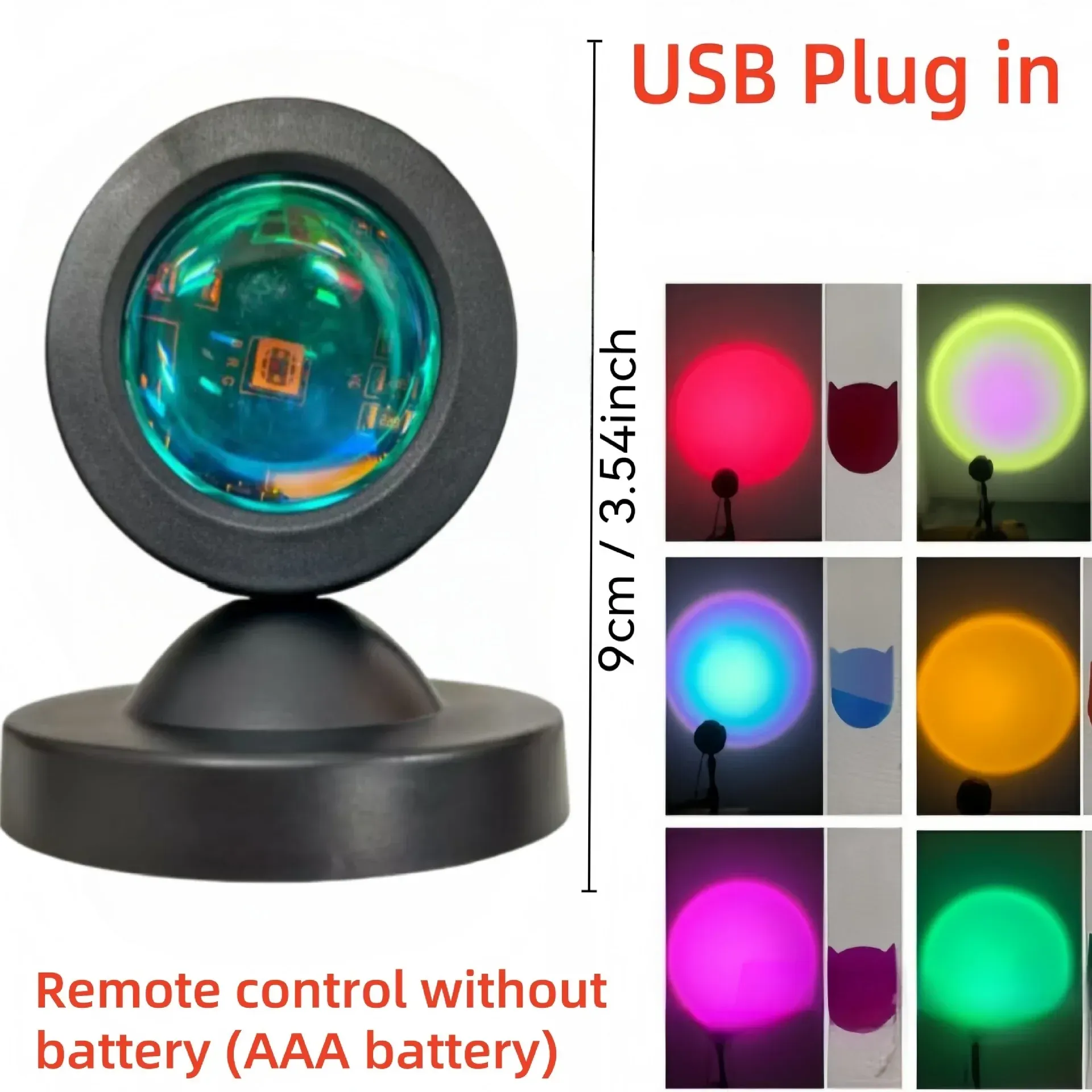 Projecteur LED coucher de soleil, 16 couleurs, télécommande USB, éclairage d'ambiance chaleureux, 1 pièce 5