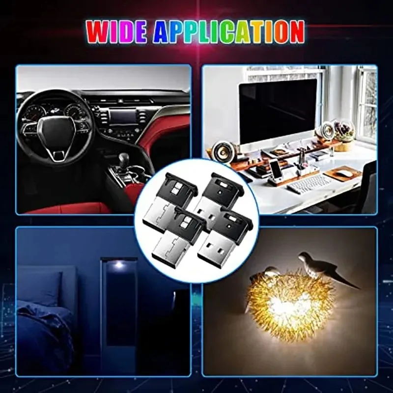 Mini lampe LED USB pour voiture, éclairage d'ambiance intérieur RGB, lampe d'urgence, accessoire automobile 4