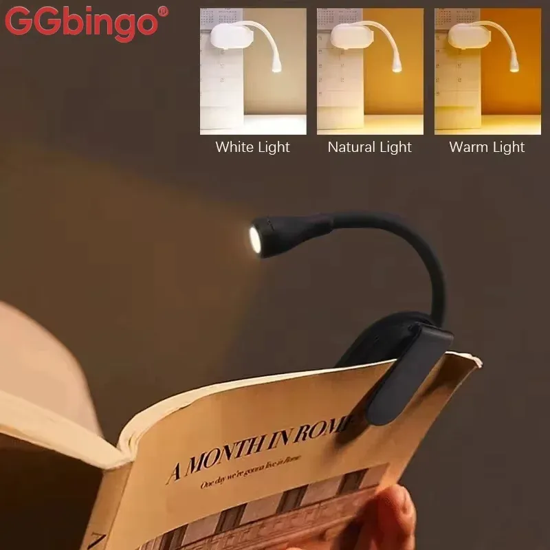 Lampe de lecture LED GGBingo à lumière trichromatique, compacte et portable, recharge USB Type-C - Image 1