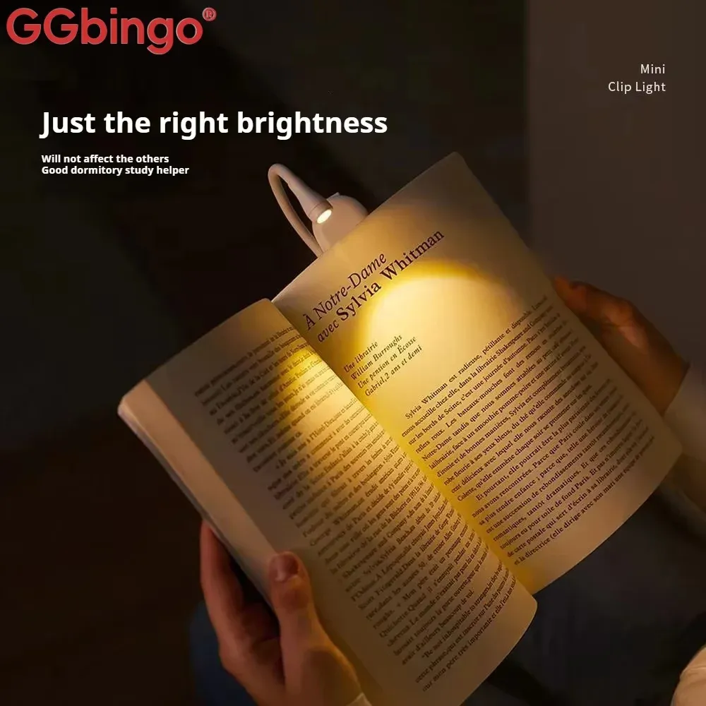 Lampe de lecture LED GGBingo à lumière trichromatique, compacte et portable, recharge USB Type-C 3