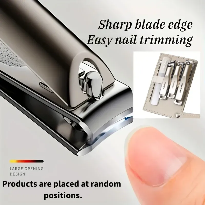Ensemble professionnel de manucure et pédicure 5 pièces avec coupe-ongles, cure-oreille et étui de rangement portable 5