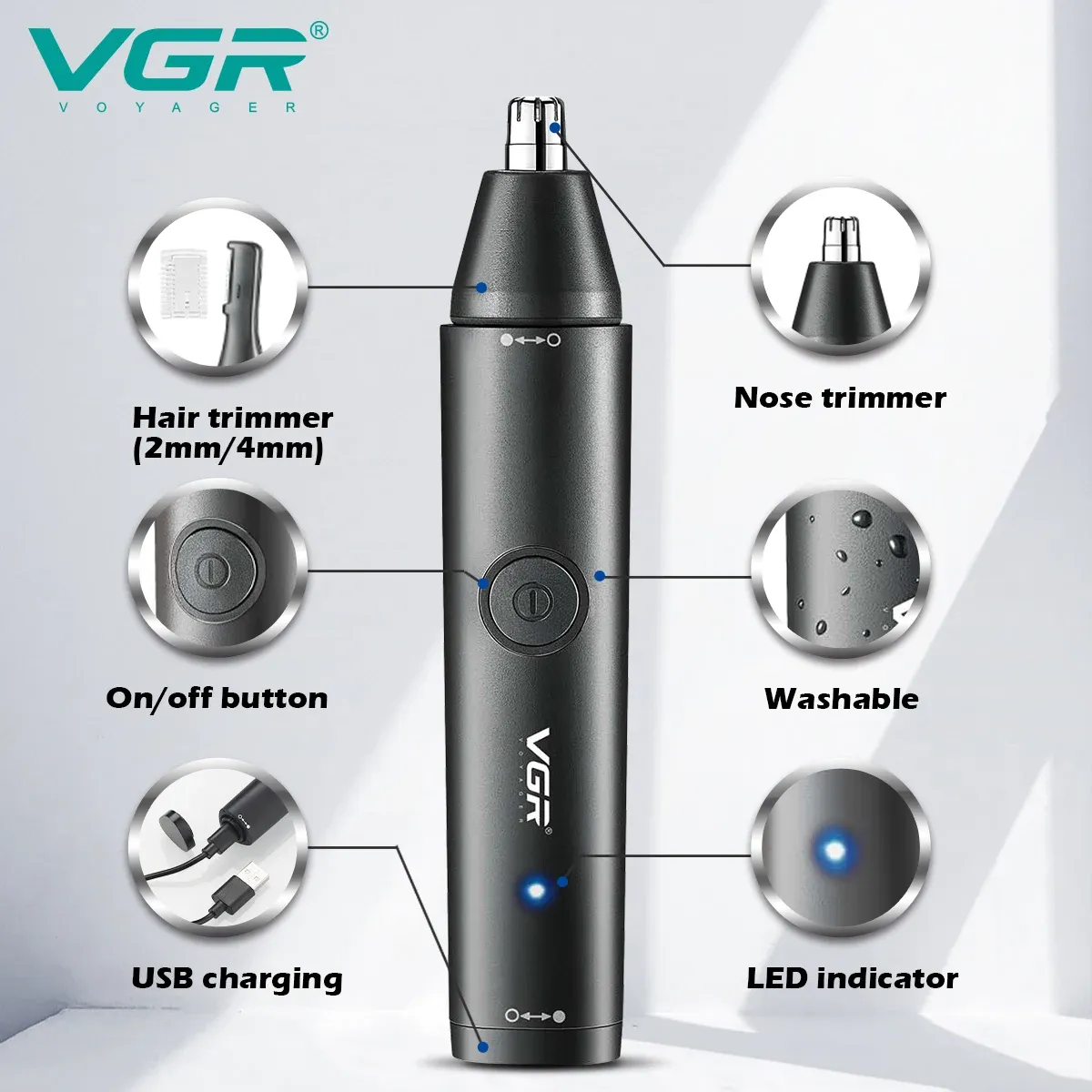 Tondeuse électrique VgazEar pour hommes, kit de toilettage pour la barbe, le visage et le corps 3