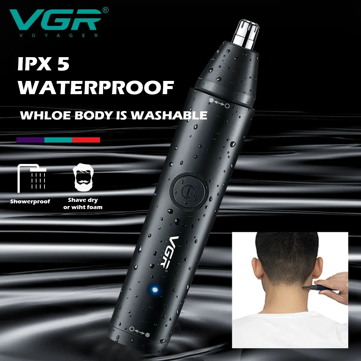 Tondeuse électrique VgazEar pour hommes, kit de toilettage pour la barbe, le visage et le corps 4