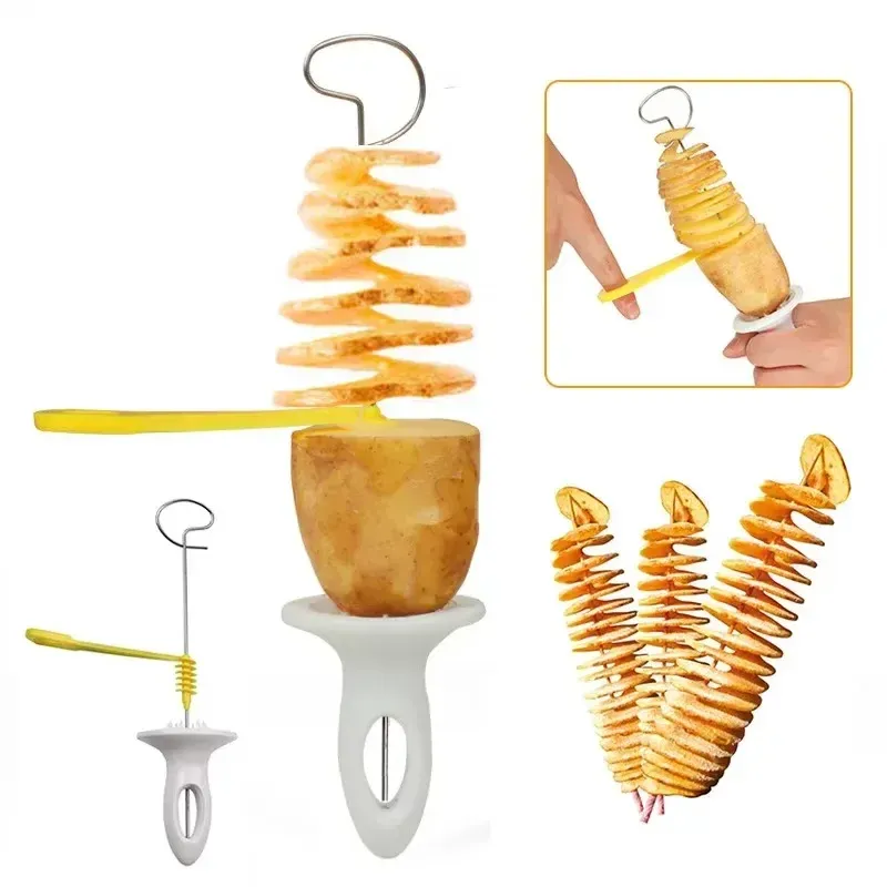 Tour de pommes de terre en spirale en action