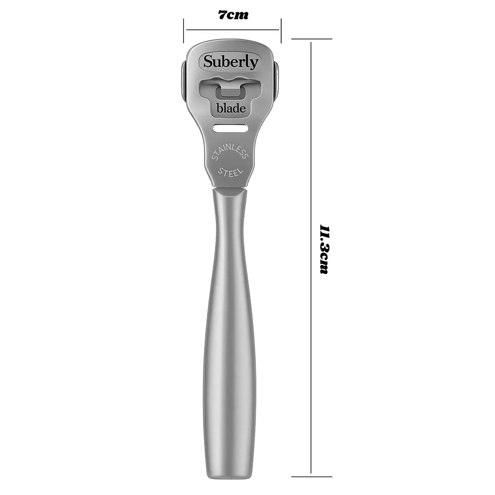 Rasoir à pieds en acier inoxydable avec manche en bois, kit de pédicure de 10 pièces 6