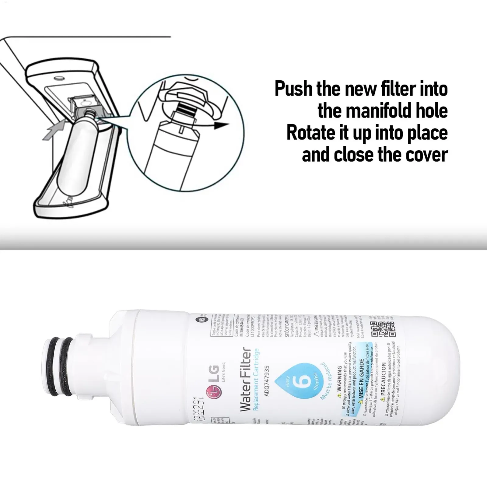 Filtre à eau pour réfrigérateur, finition