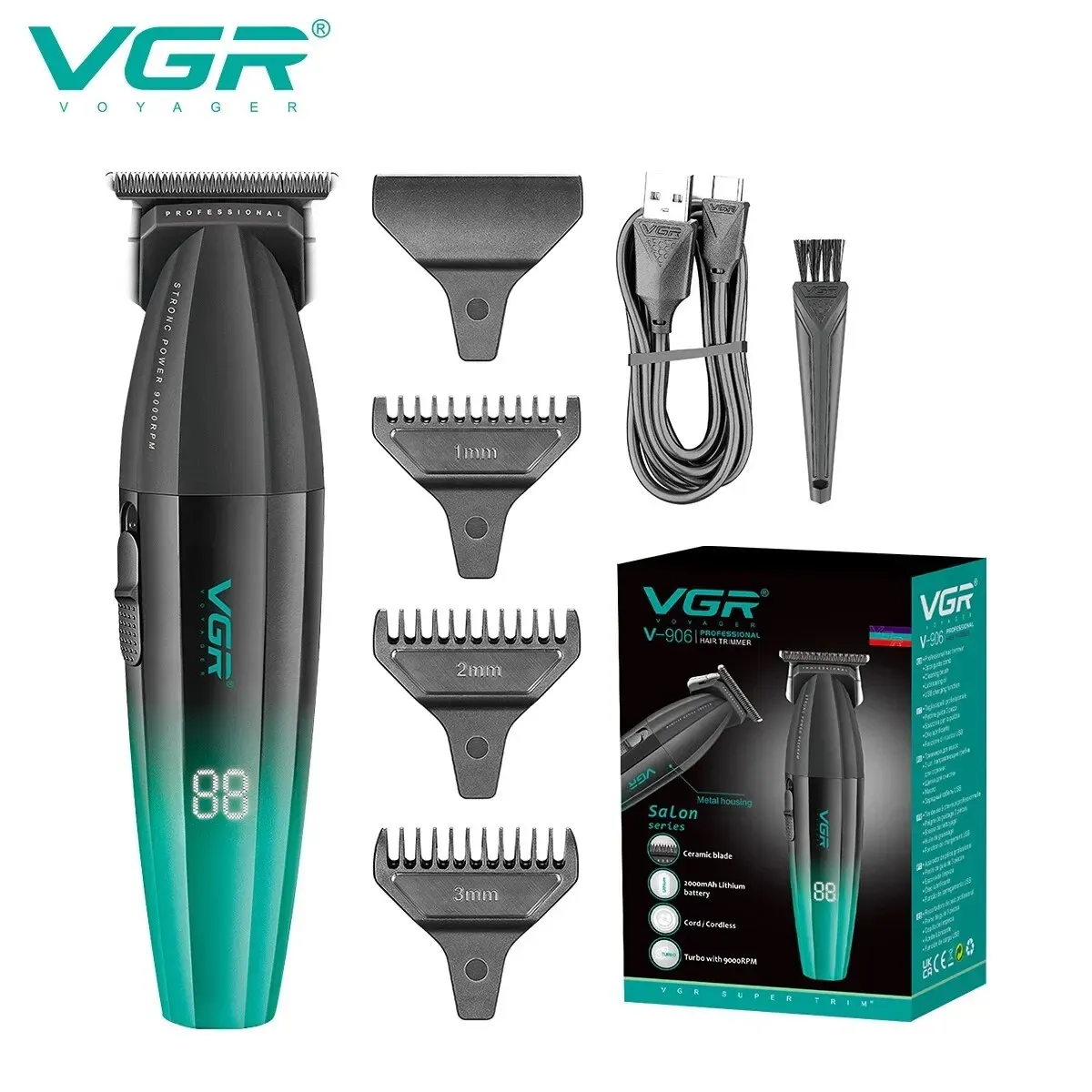 VgazHair Tondeuse à cheveux sans fil professionnelle, machine électrique de coupe 9000 tr/min pour hommes, modèles V-003 et V-906 7