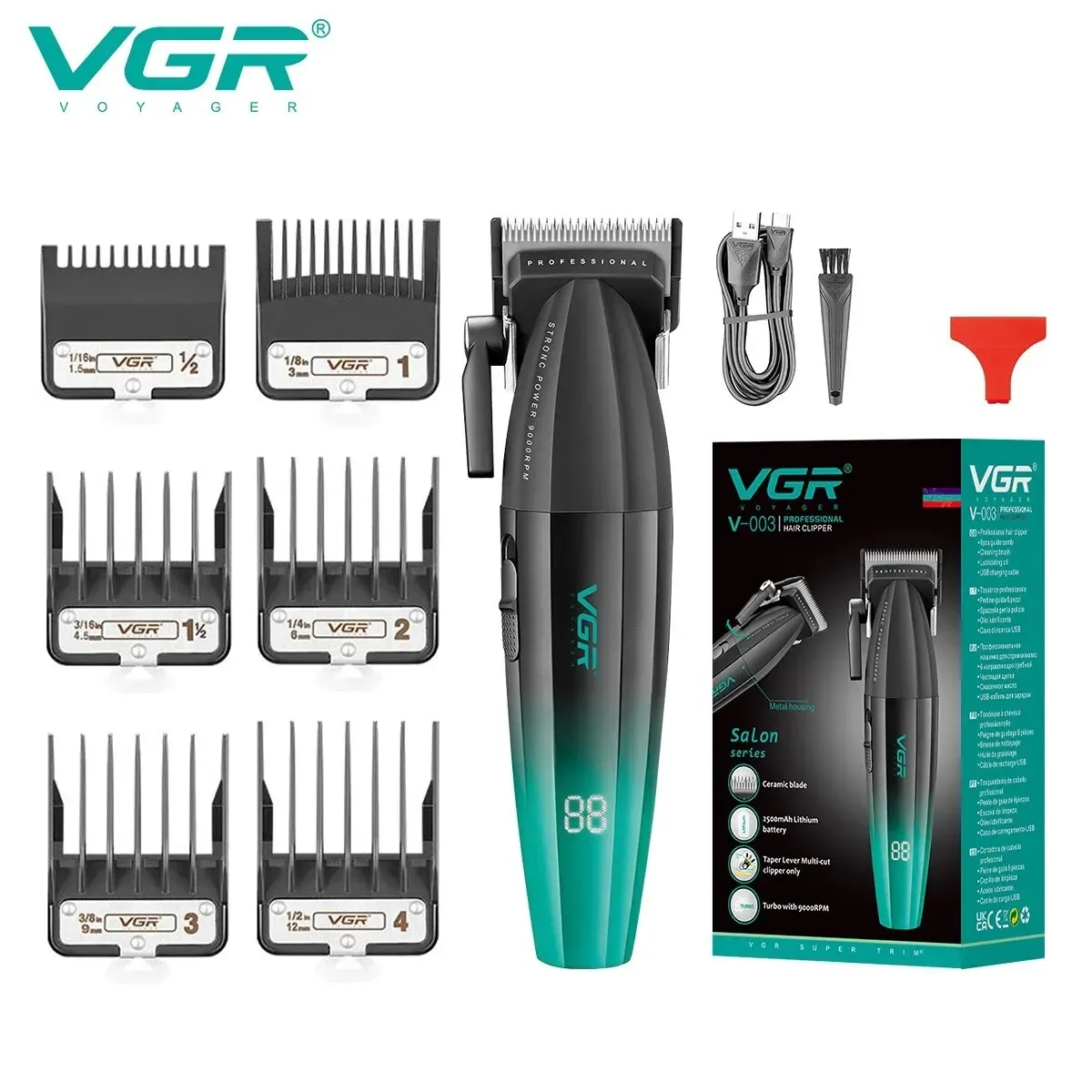 VgazHair Tondeuse à cheveux sans fil professionnelle, machine électrique de coupe 9000 tr/min pour hommes, modèles V-003 et V-906 9