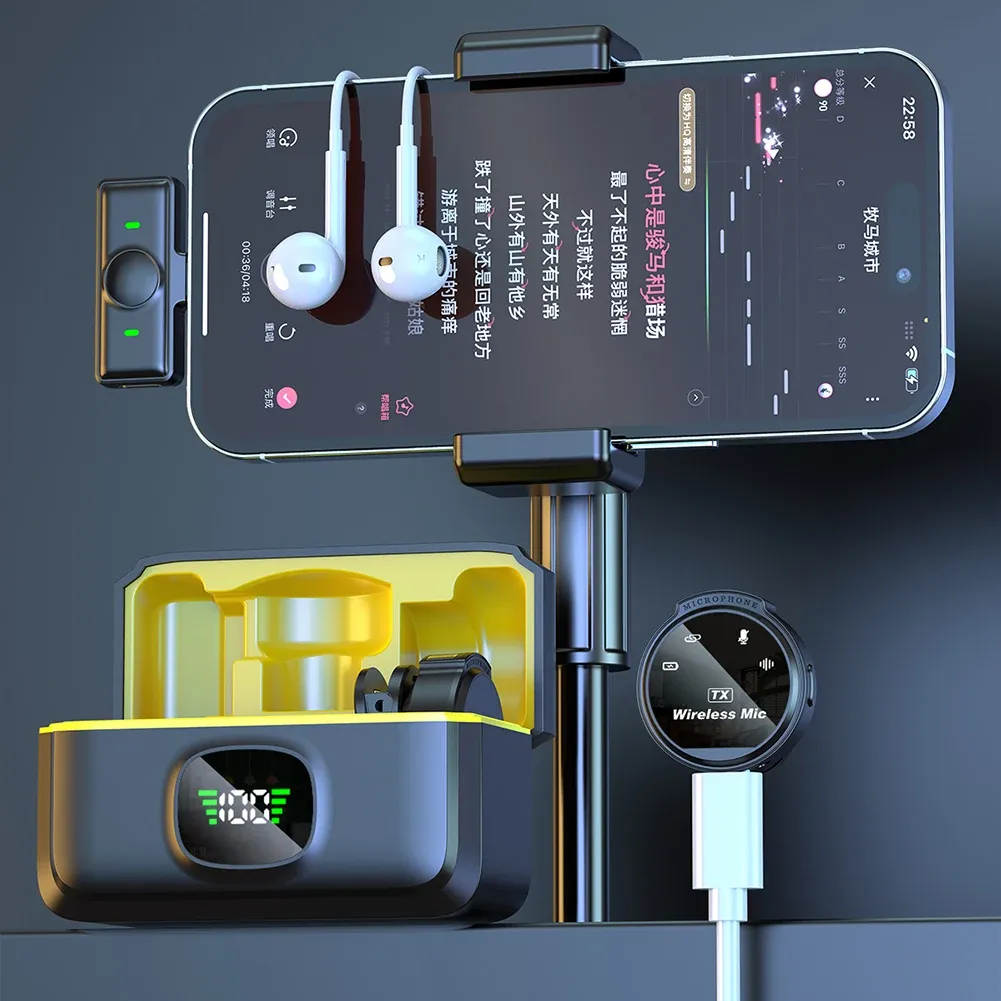 Microphone-cravate sans fil Xiaomi pour iPhone (iOS) et Android, connectique USB-C, enregistrement de jeux en direct et interviews, avec clip magnétique 3