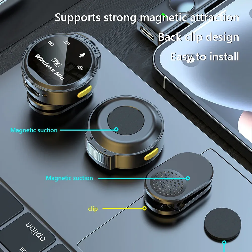 Microphone-cravate sans fil Xiaomi pour iPhone (iOS) et Android, connectique USB-C, enregistrement de jeux en direct et interviews, avec clip magnétique 5