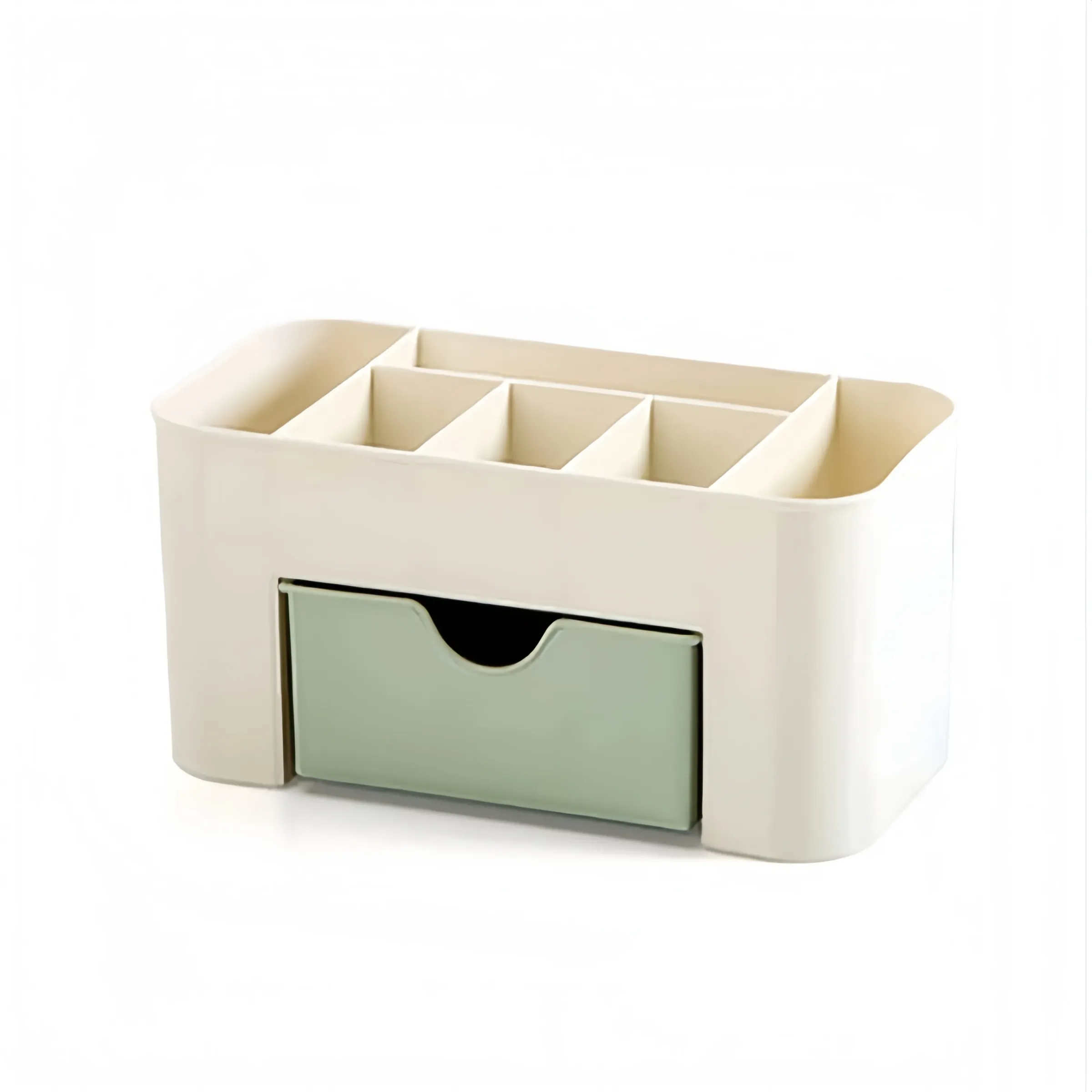 Organisateur de maquillage à 1 tiroir, organiseur de bureau à 6 compartiments, boîte de rangement pour cosmétiques, vernis à ongles, rouge à lèvres, pinceaux et bijoux 8