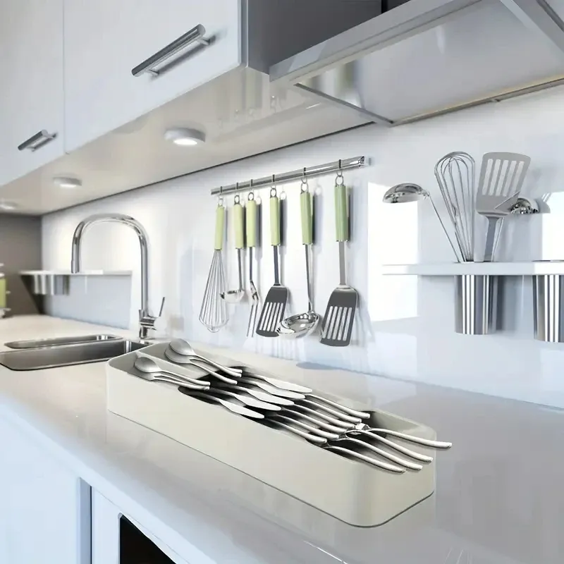 Escalier de rangement à couverts multi-usages, boîtes de rangement compartimentées pour fourchettes et cuillères 6