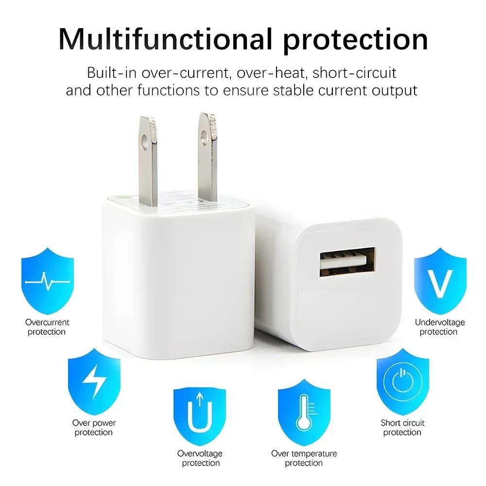 Adaptateur de chargeur mural USB à charge rapide pour iPhone et iPad, prise US, lot de 1 à 5 5