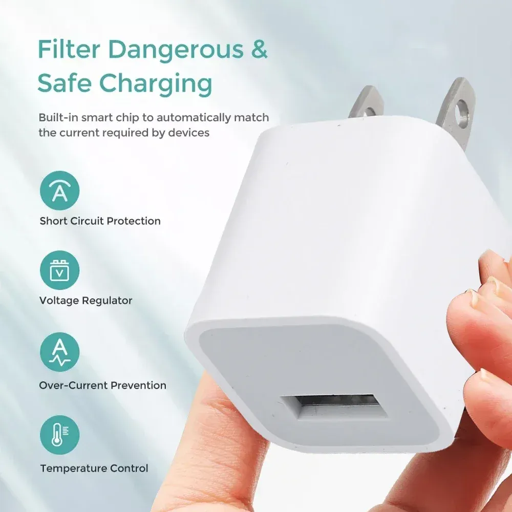 Chargeur mural USB blanc, en situation