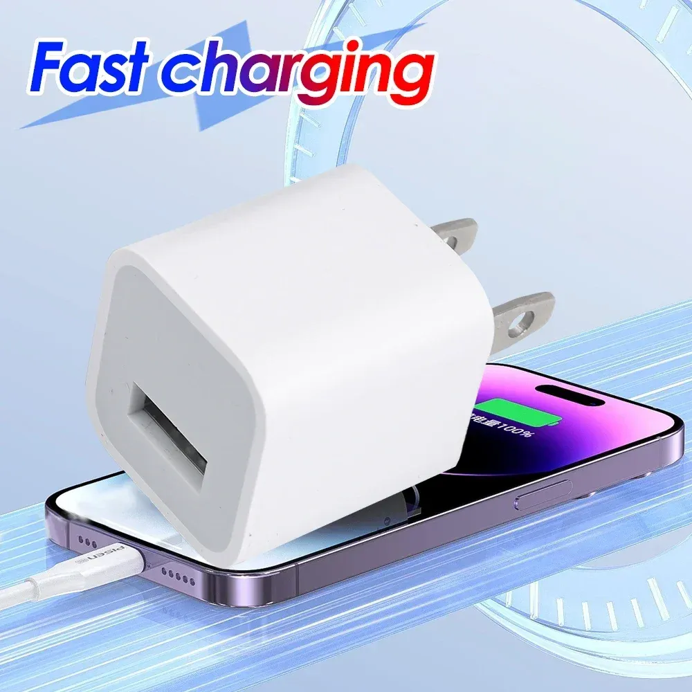 Chargeur mural USB blanc, vue de profil